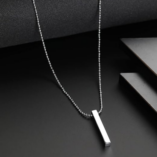 Classic Silver Stick Pendant With Chain For Men