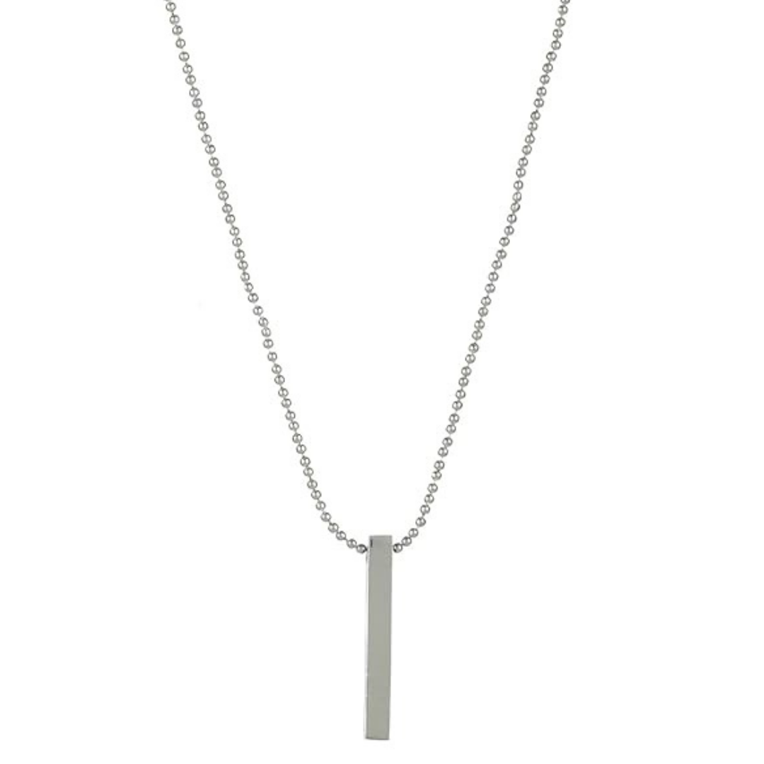 Classic Silver Stick Pendant With Chain For Men