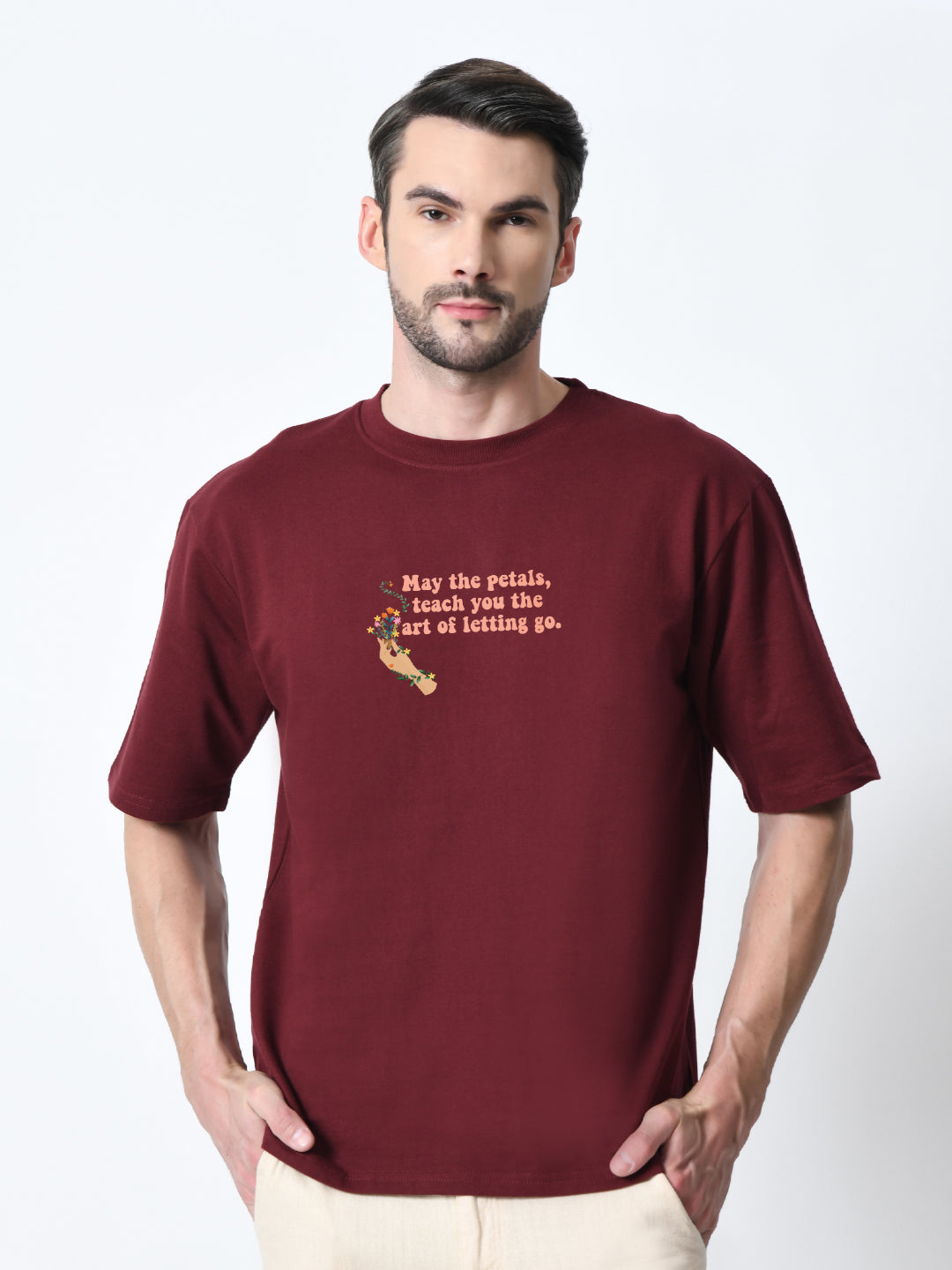 Art Of Letting Go Burgundy Unisex Oversized T-Shirt