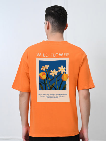 Wild Flowers Orange Unisex Oversized T-Shirt