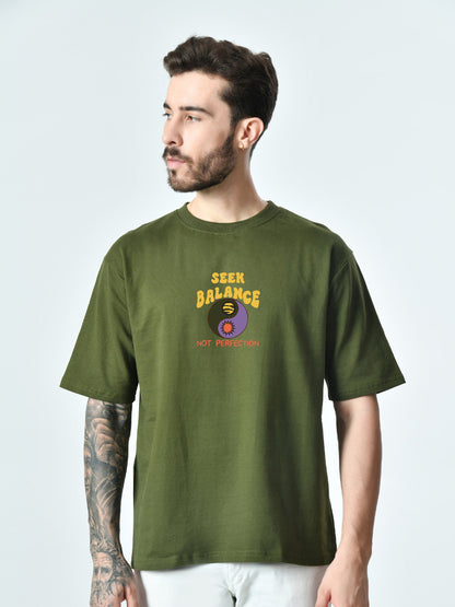 Seek Balance Olive Unisex Oversized T-Shirt