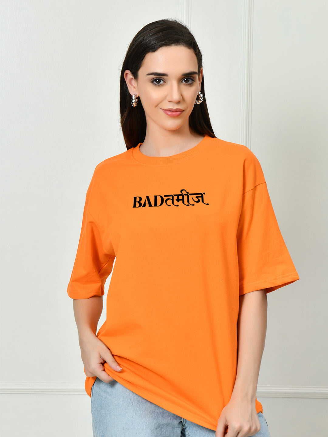 Badtameez Orange Unisex Oversized T-Shirt