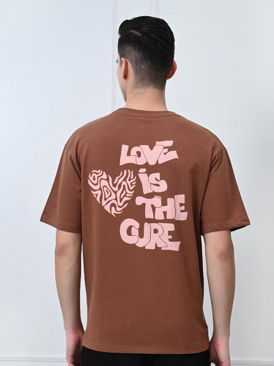 Love Is The Cure Brown Unisex Oversized T-Shirt