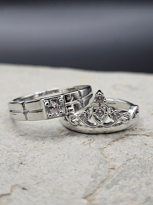 King & Queen Crown Couple Rings for Men and Women