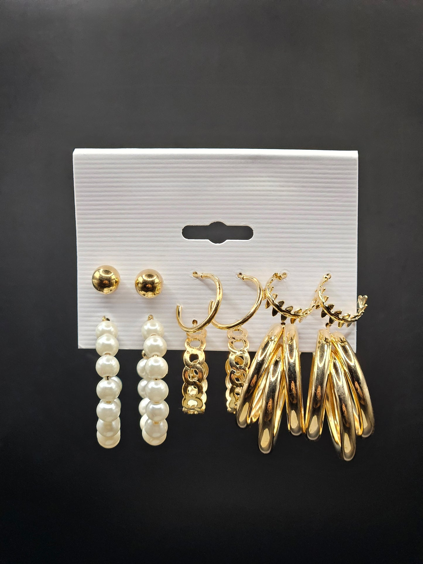 Pearl & Gold Earrings Combo (Set of 6) for Women