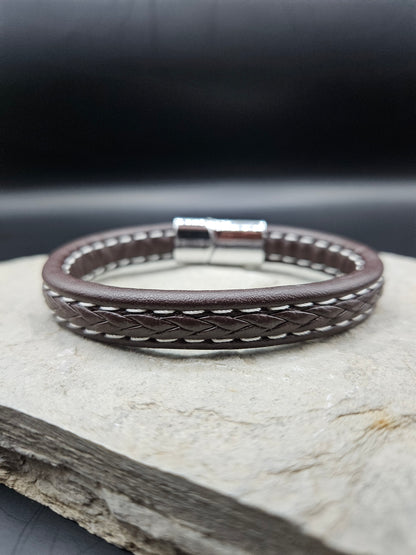 Brown Running Stitch Bracelet for Men