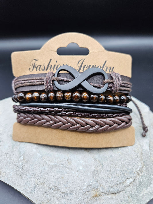 Brown Infinity Multi-Layer Bracelet for Men