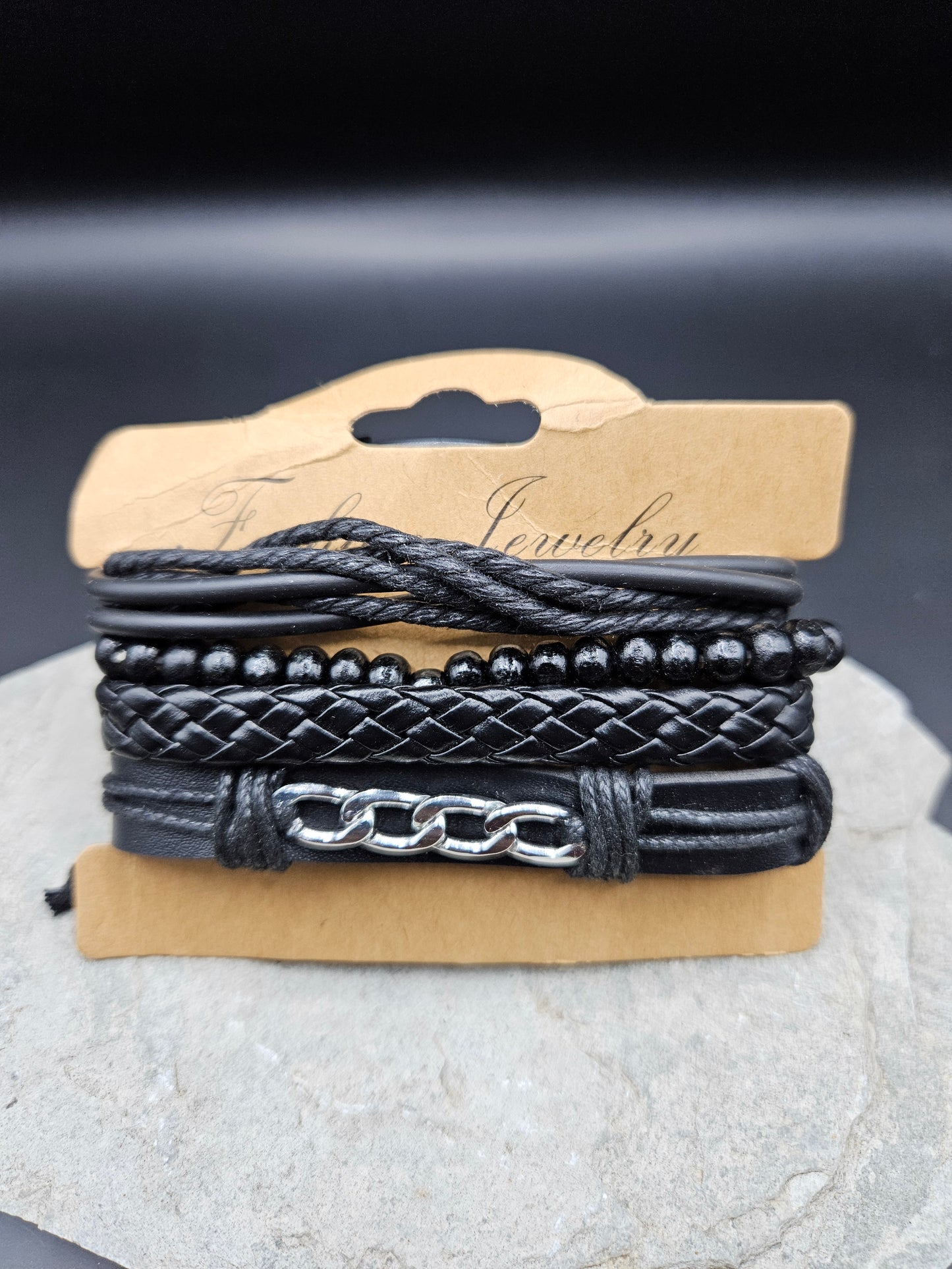 Black Thread Chain with Beads Bracelet for Men