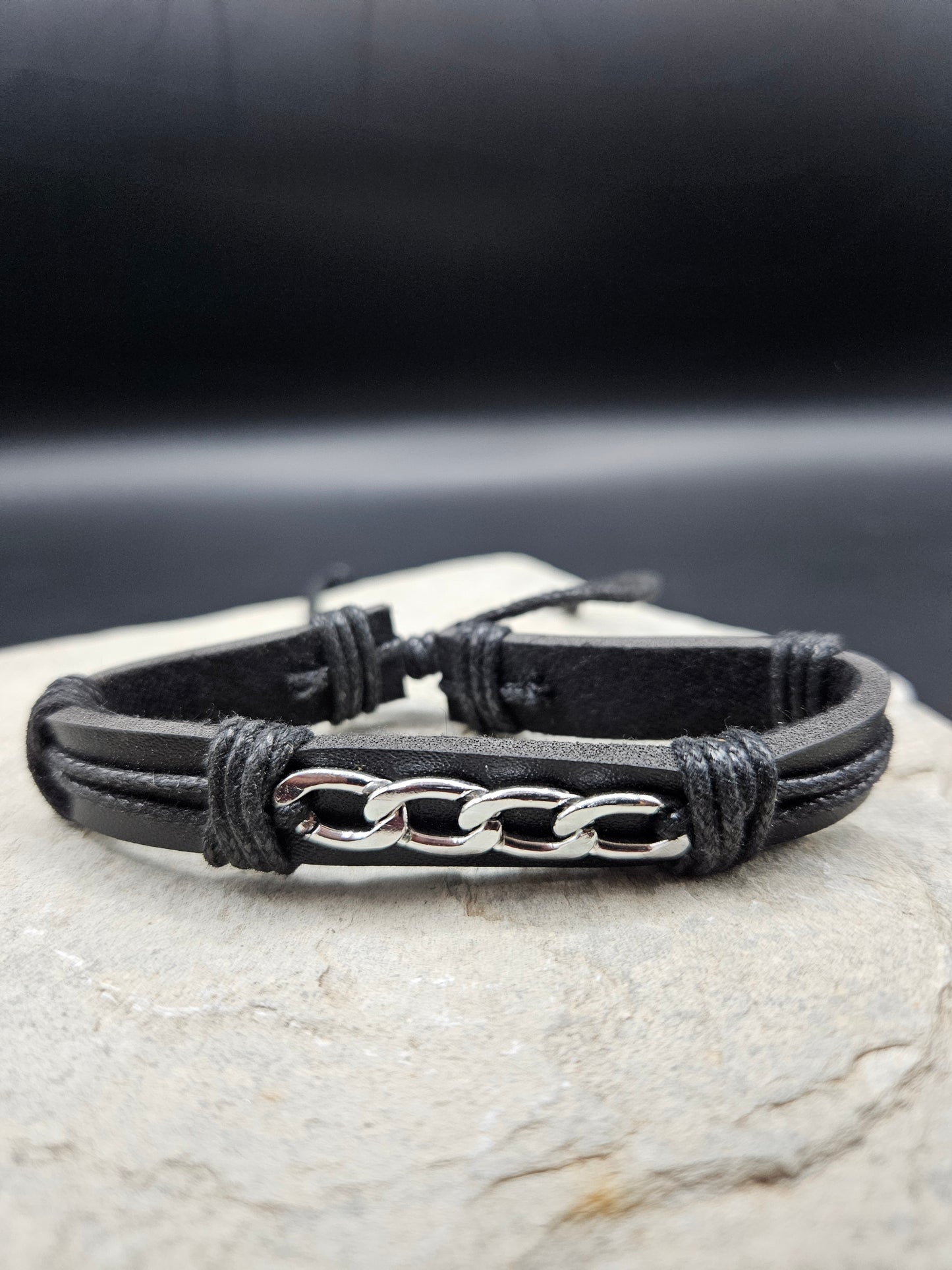 Black Thread Chain with Beads Bracelet for Men