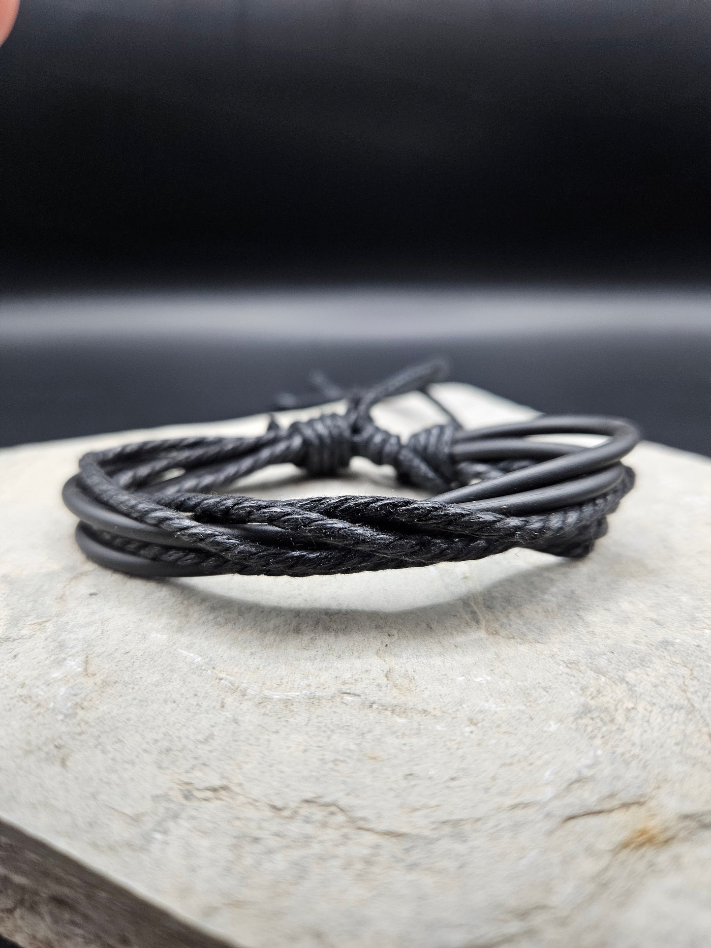 Black Thread Chain with Beads Bracelet for Men