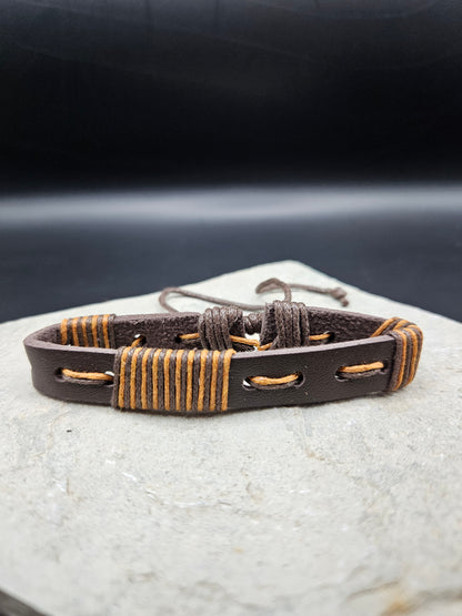 Cross Pattern Brown Multi Layer Bracelet for Men