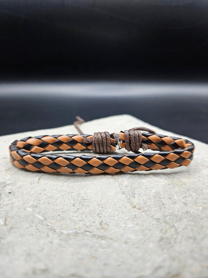 Cross Pattern Brown Multi Layer Bracelet for Men