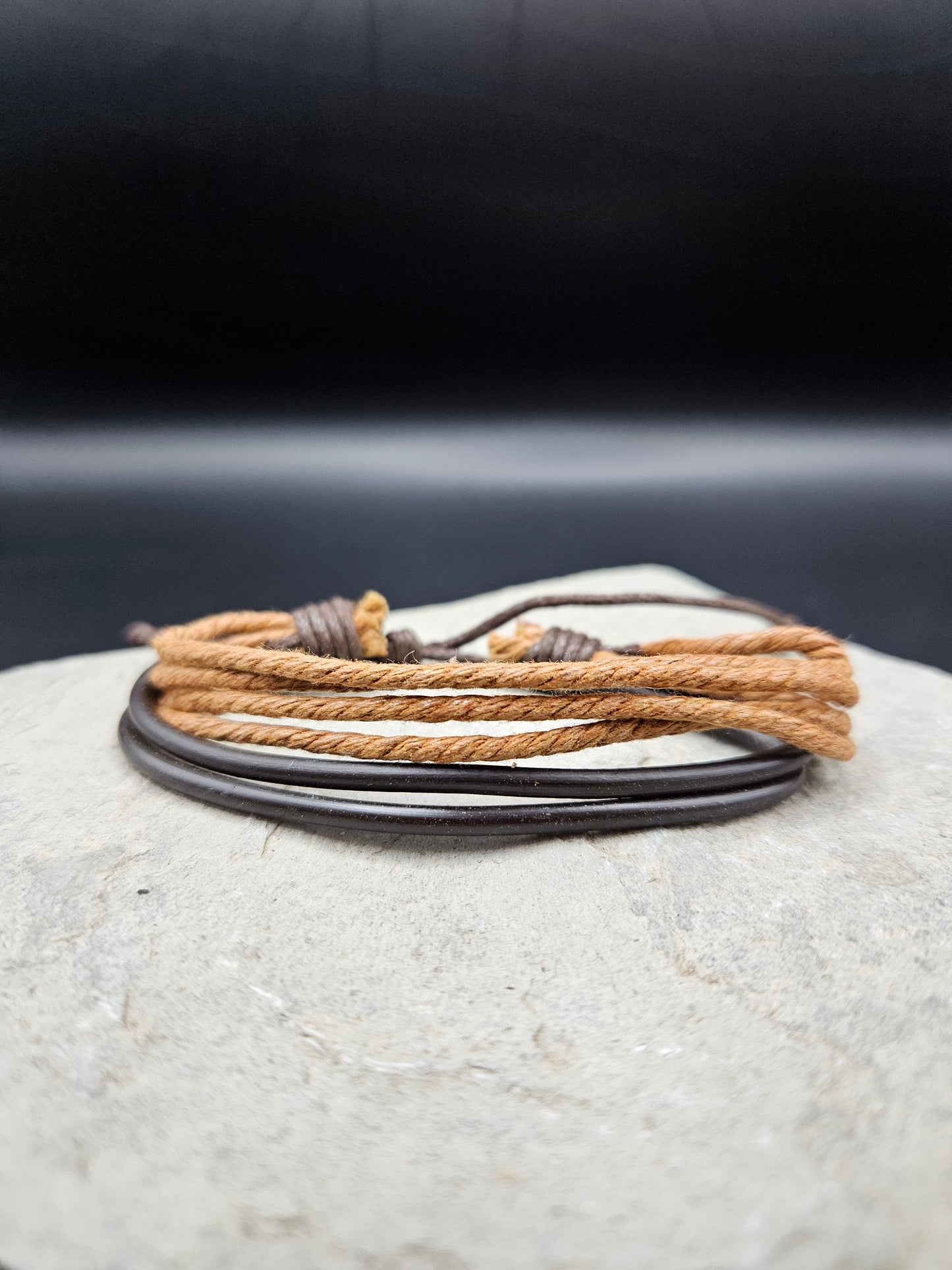 Light Brown Beaded Thread Multi Layer Bracelet for Men