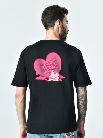 Heart Mush Black Unisex Oversized T-Shirt