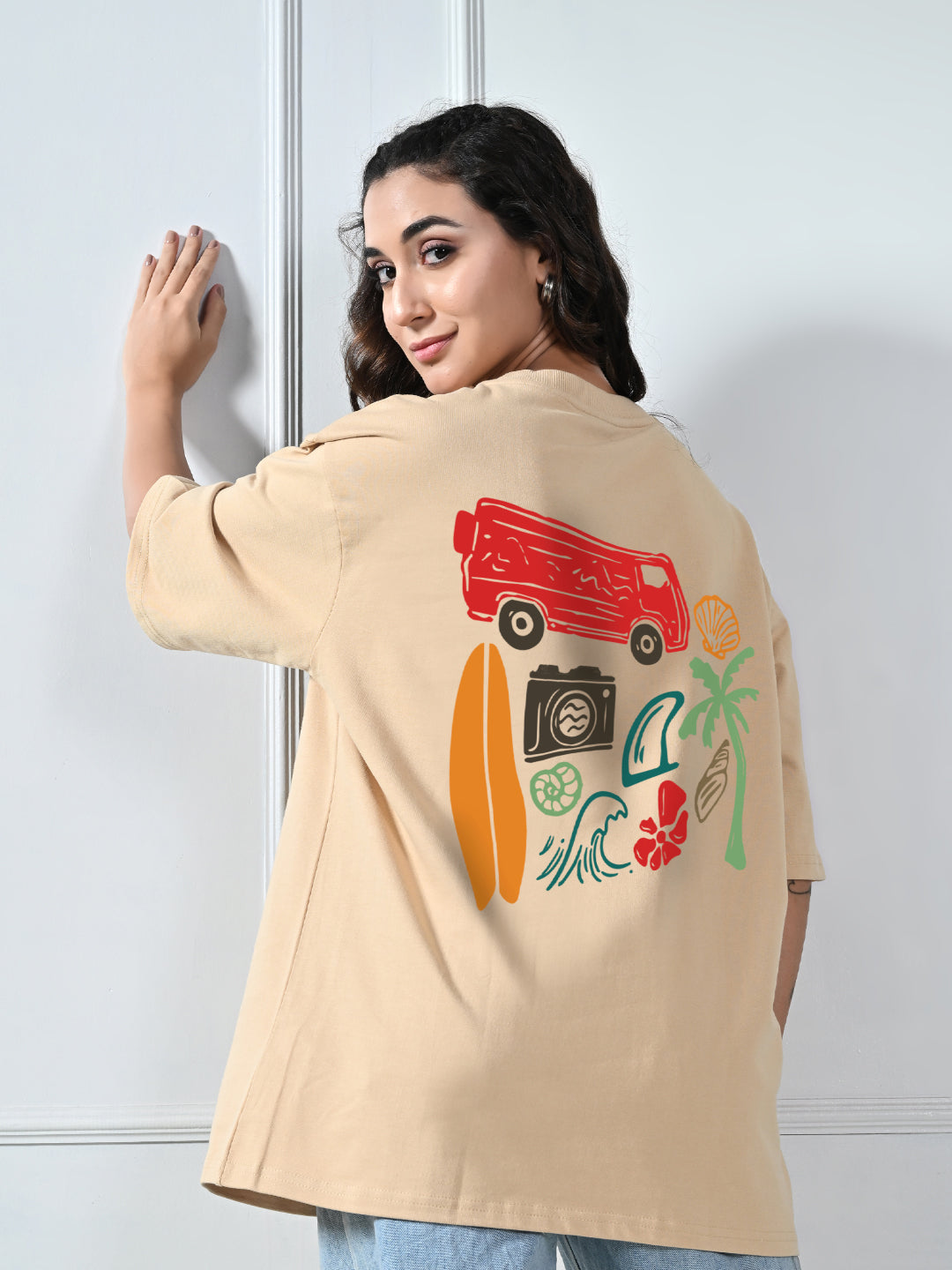 Take Me To The Beach Beige Unisex Oversized T-Shirt