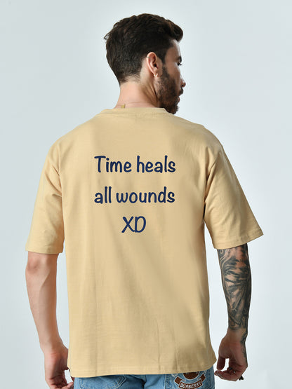 Time Heals All Wounds Beige Unisex Oversized T-Shirt