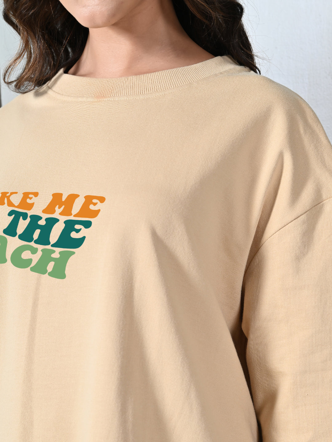 Take Me To The Beach Beige Unisex Oversized T-Shirt