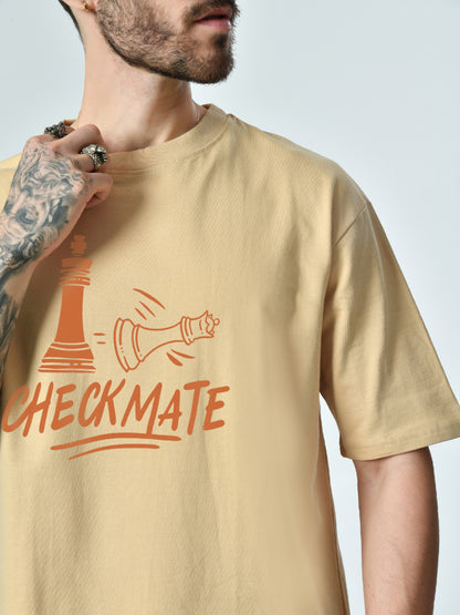 Checkmate Beige Unisex Oversized T-Shirt