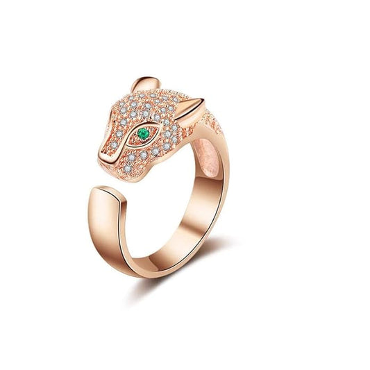 Rose Gold Leopard-Studded Ring for Men and Women