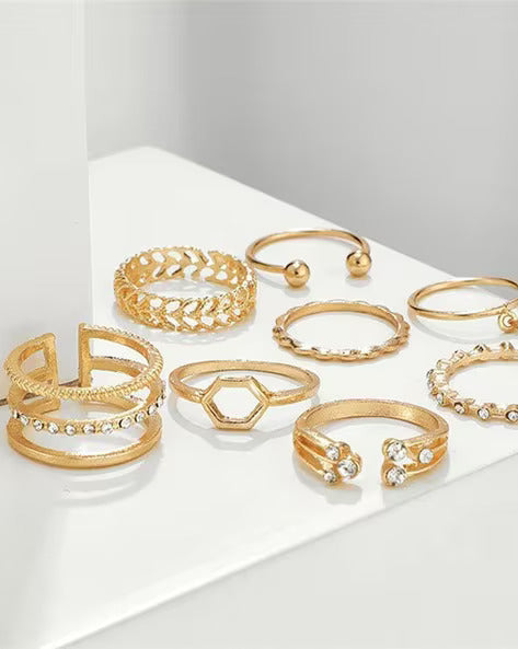 8-Piece Statement Ring Set for Women