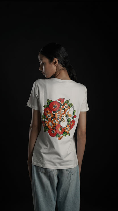 Floral Fusion Burst 1 White Women's T-shirt