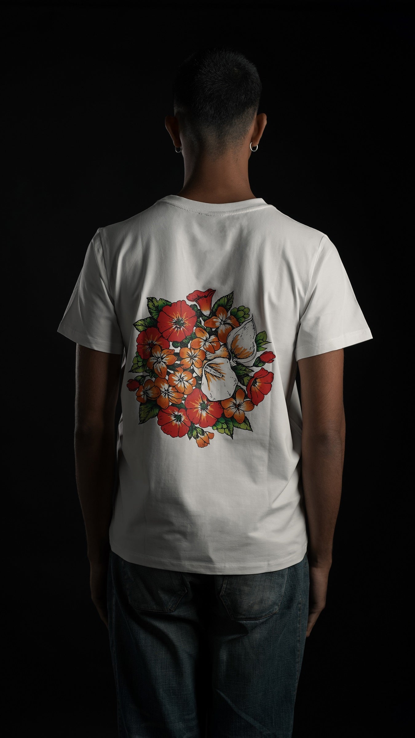 Floral Fusion Burst 1 White Men's T-shirt