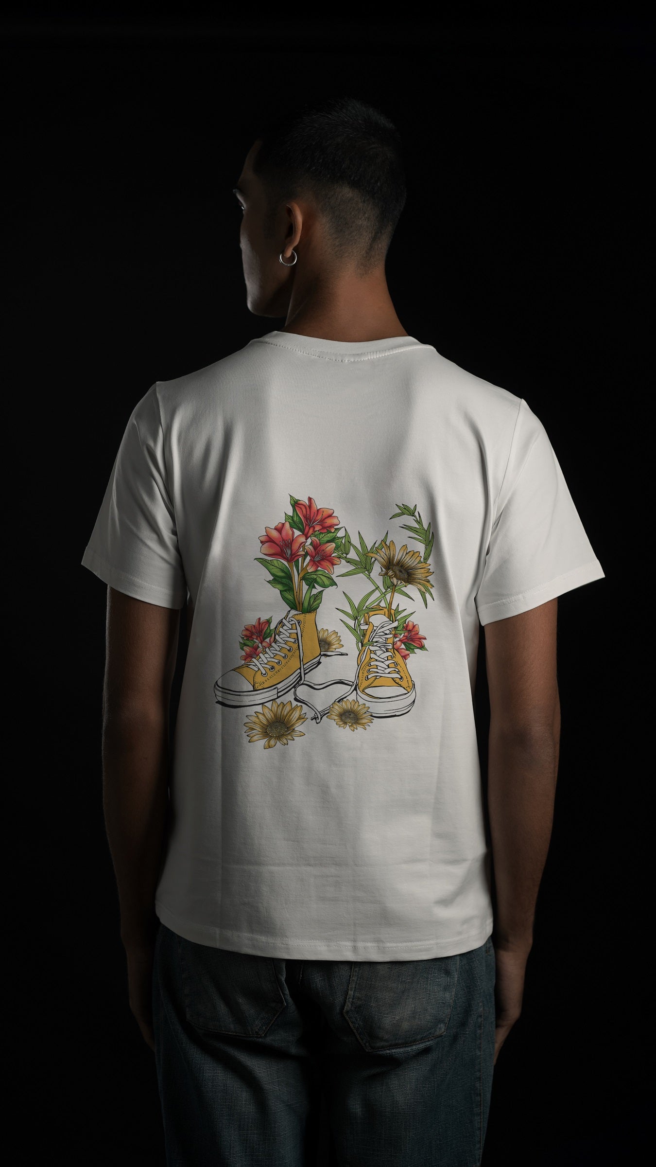 Floral Footsteps White Men's T-shirt