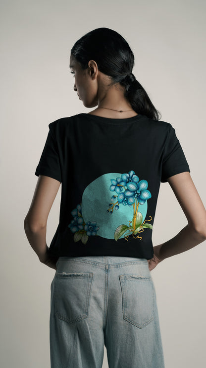 Floral Elegance Black Women's T-shirt