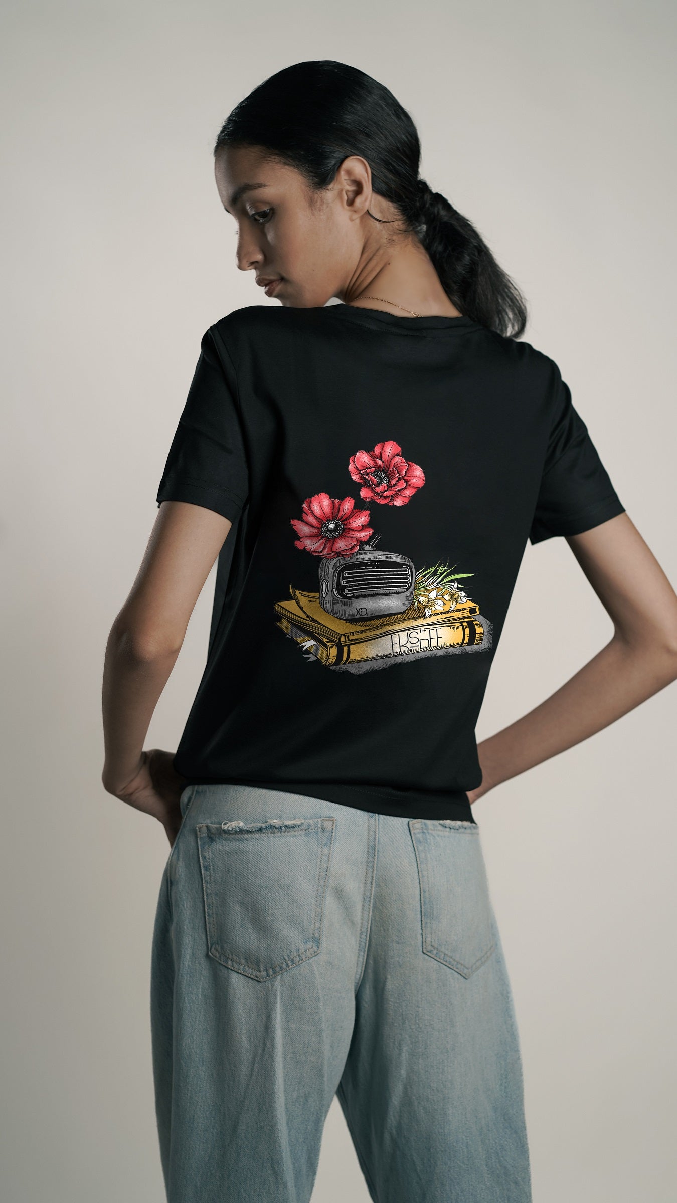 Radio Buds & Blooms Black Women's T-shirt