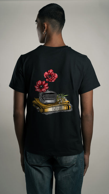 Radio Buds & Blooms Black Men's T-shirt