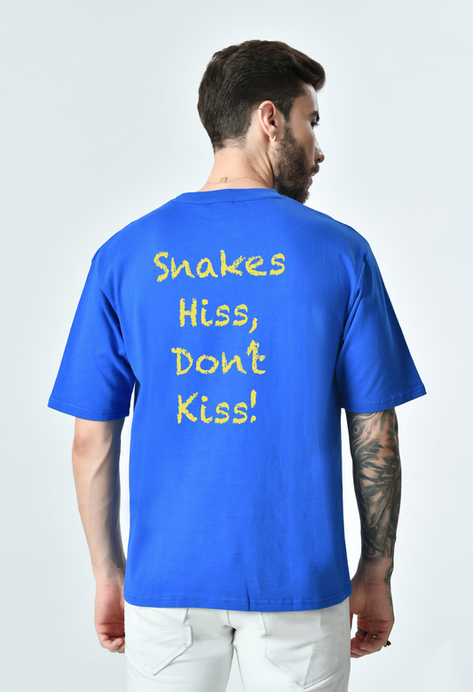 Snakes Hiss Don’t Kiss Royal Blue Unisex Oversized T-Shirt