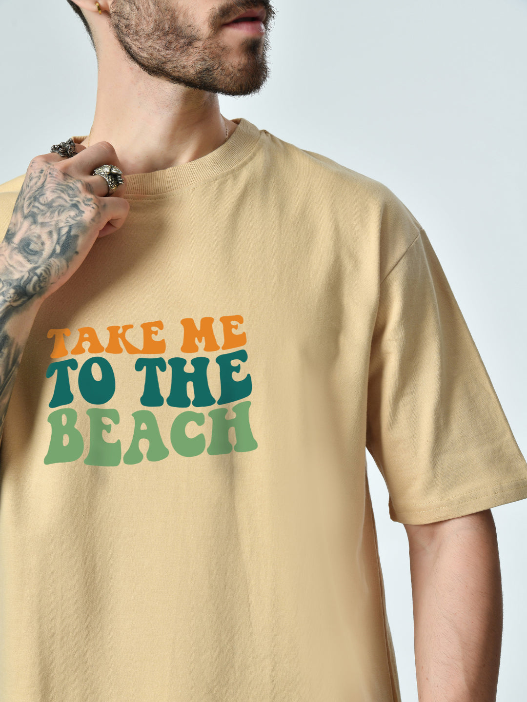 Take Me To The Beach Beige Unisex Oversized T-Shirt