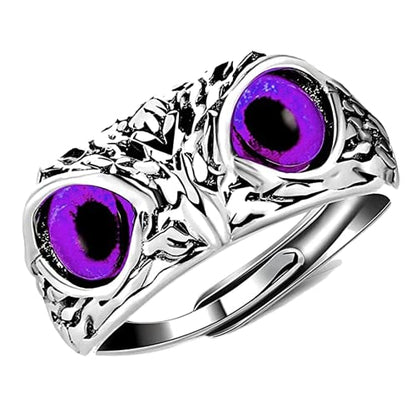 Stone-Studded Owl Ring for Men and Women