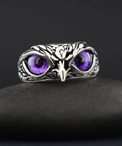 Stone-Studded Owl Ring for Men and Women