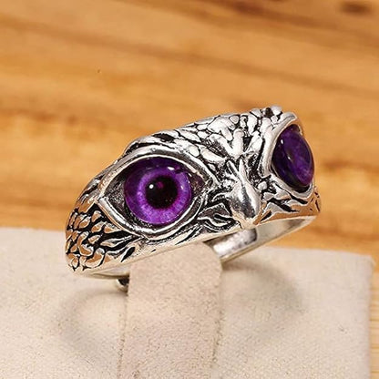 Stone-Studded Owl Ring for Men and Women