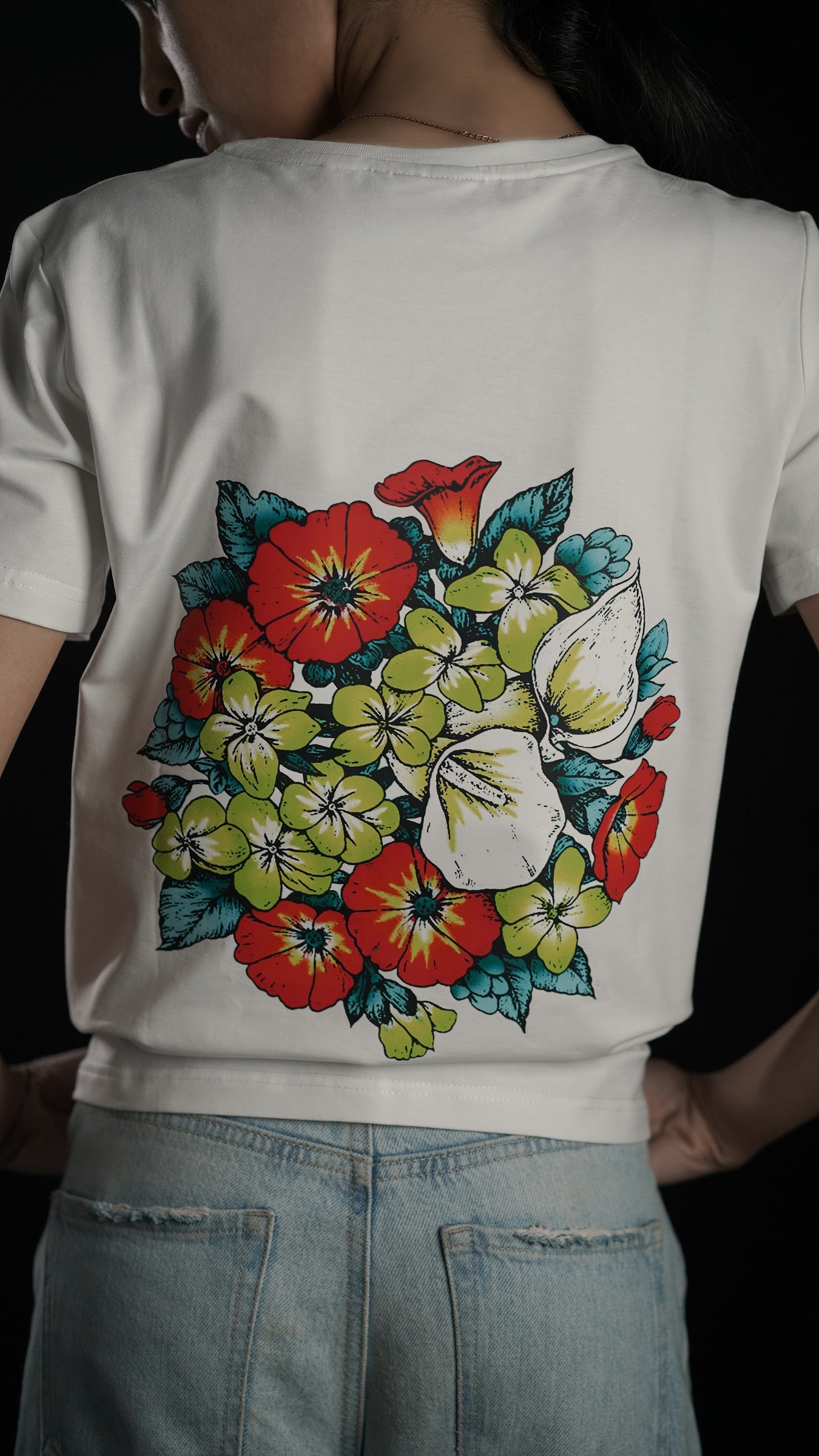 Floral Fusion Burst 2 White Women's T-shirt