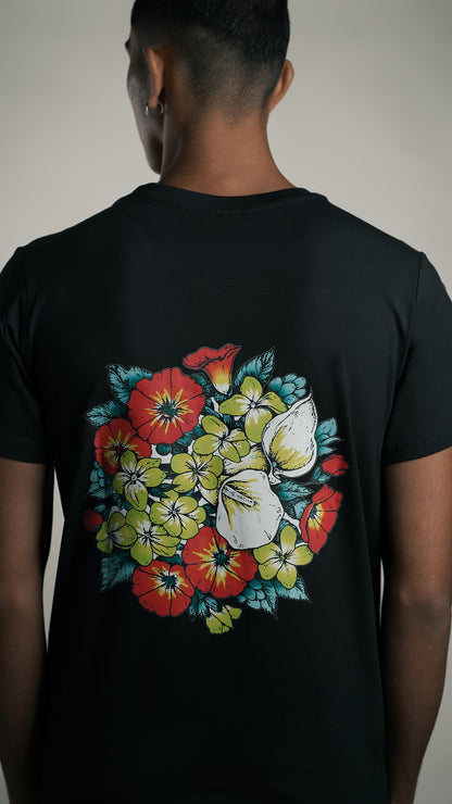 Floral Fusion Burst 2 Black Men's T-shirt