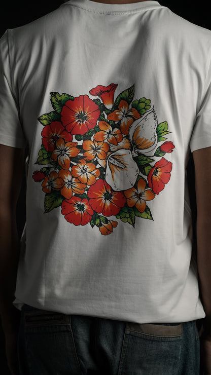 Floral Fusion Burst 1 White Men's T-shirt