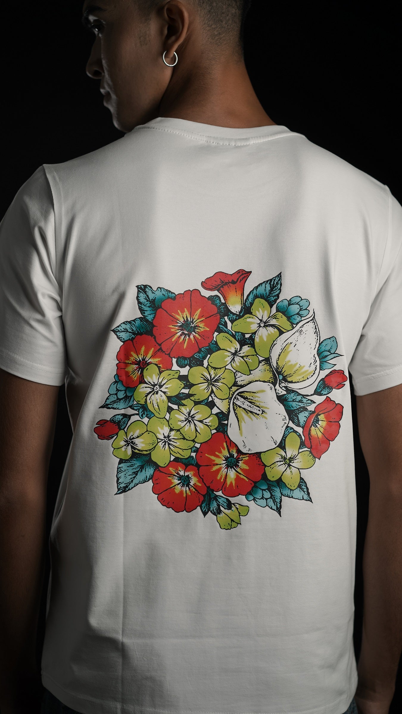 Floral Fusion Burst 2 White Men's T-shirt
