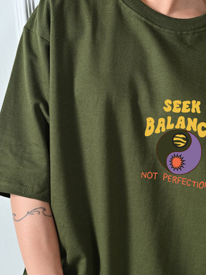 Seek Balance Olive Unisex Oversized T-Shirt