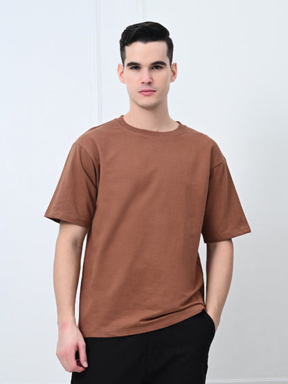 Don't Panic Brown Unisex Oversized T-Shirt