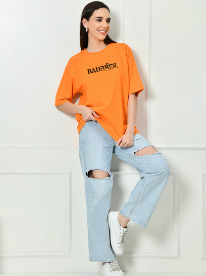 Badtameez Orange Unisex Oversized T-Shirt