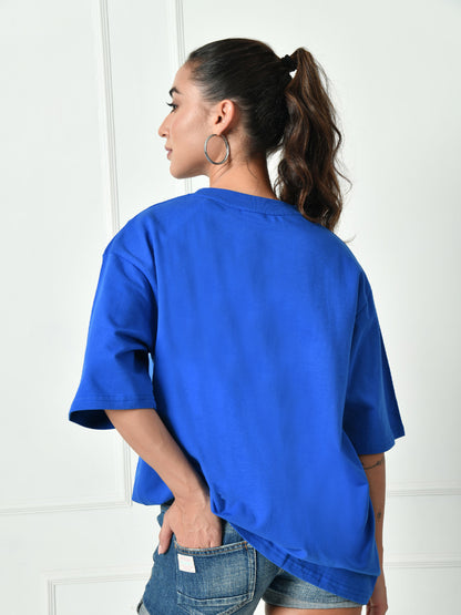 UparWala Royal Blue Unisex Oversized T-Shirt