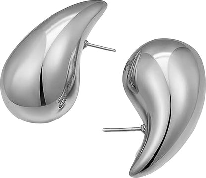 Chunky Teardrop Silver Bottega Earrings for Women