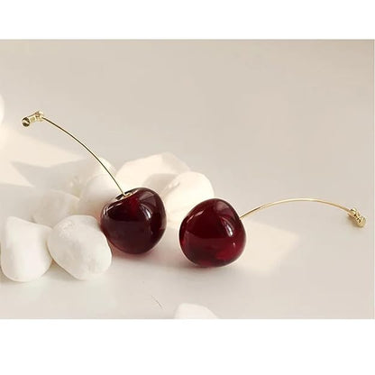 Red Cherry Dangle Earrings for Women