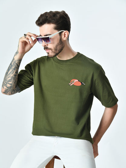 Too Exhausted Olive Unisex Oversized T-Shirt
