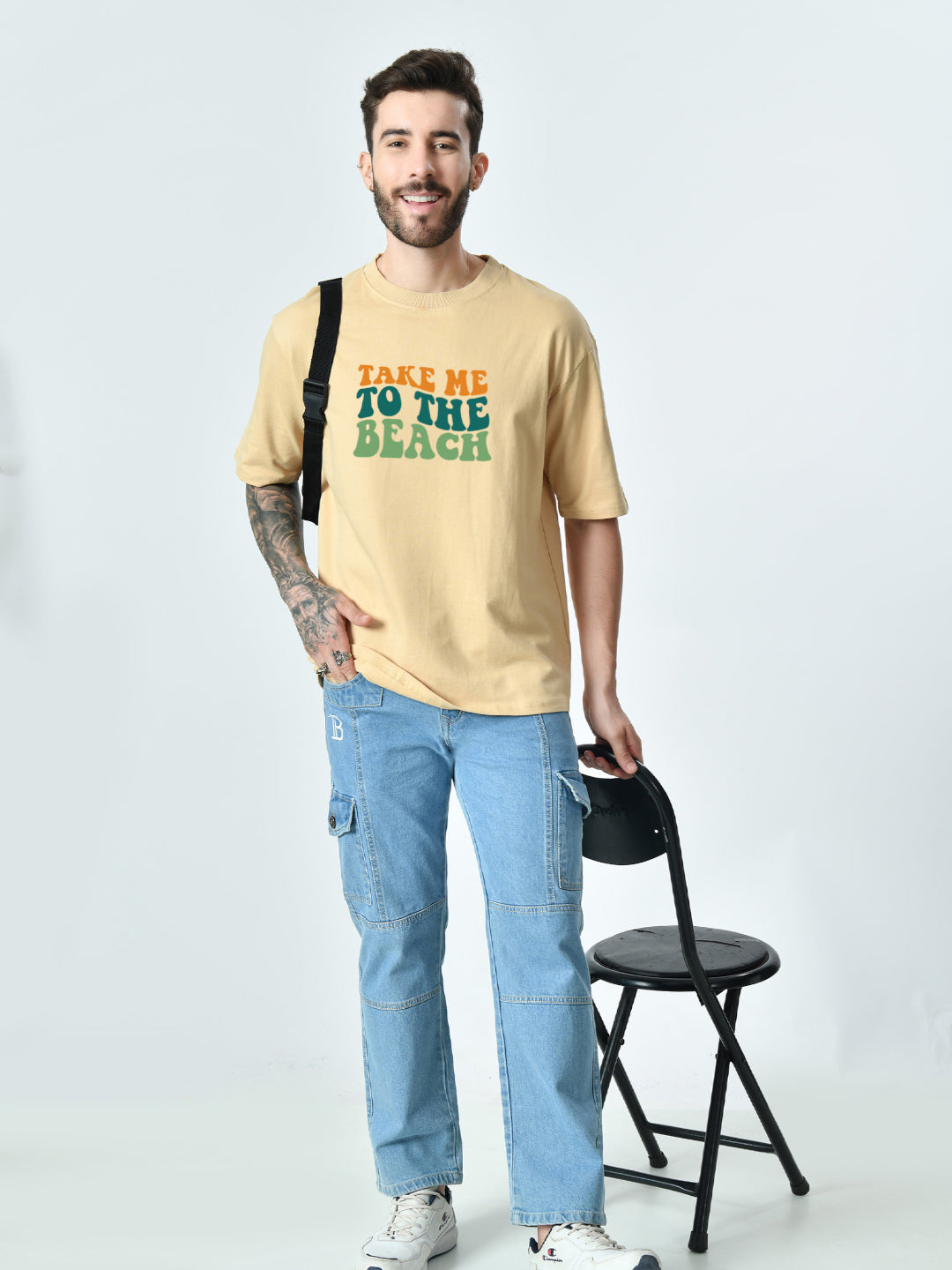 Take Me To The Beach Beige Unisex Oversized T-Shirt