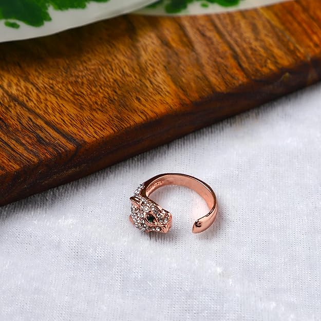 Rose Gold Leopard-Studded Ring for Men and Women