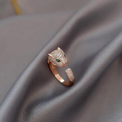 Rose Gold Leopard-Studded Ring for Men and Women