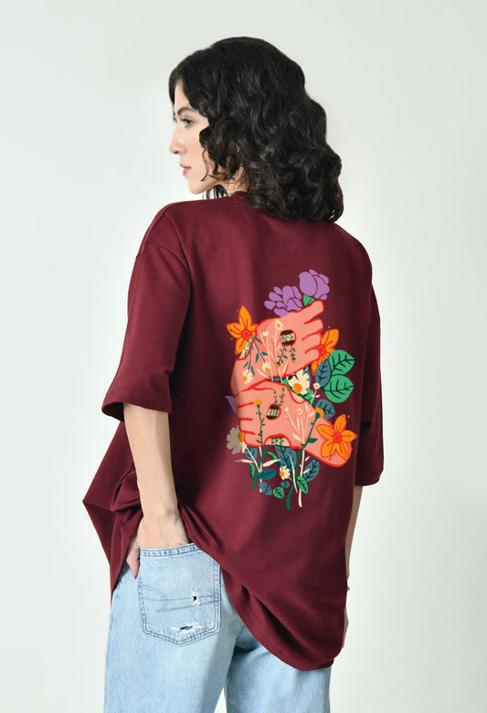 Art Of Letting Go Burgundy Women's Oversized T-Shirt